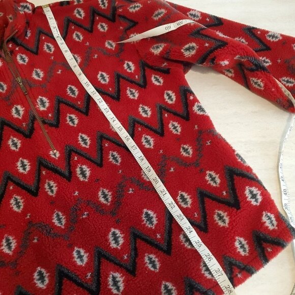 Tsunami 1/2 Zip Fleece Pullover Shirt Men Medium Red Black Aztec Chevron Outdoor - Picture 6 of 16